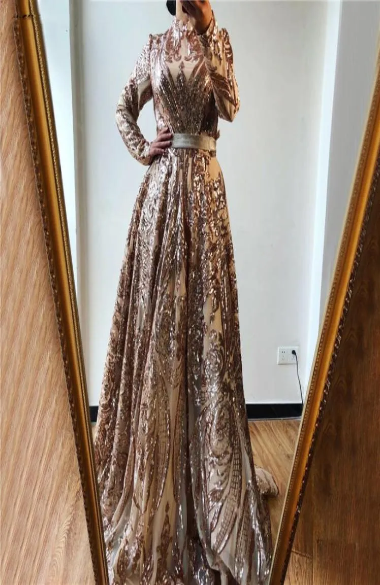 Dubai Luxury Long Sleeves Evening Dresses 2022 Moroccan Kaftan Burgundy High Collar Muslim Women Formal Party Wear Royal Blue Prom8657256