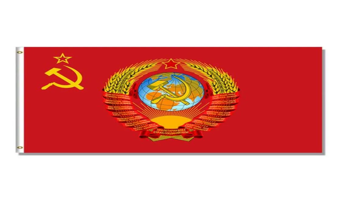 Sovjetunionen CCCP USSR Ryssland Flag 3x5 Anpassad 3x5 Tryckt högkvalitativt hängande hela landet 150x90 cm reklam 5122919