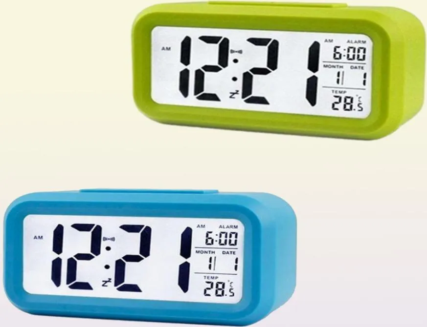 Zegarki biurka Zegarki alarmowe duży wyświetlacz z kalendarzem do domowego biura drzemki elektroniczne dzieci LED Digior zegar cyfrowy