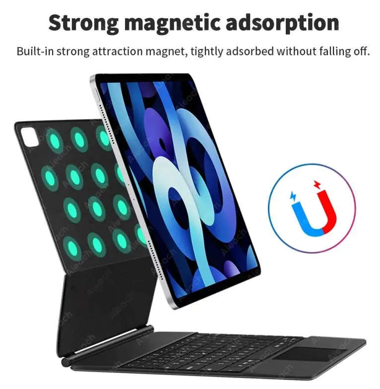 Magiczna klawiatura dla iPad Pro 129 Case z podświetlaną podświetloną podłączeniem LED podnośnika