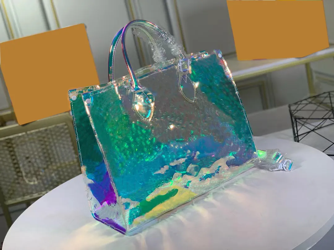 Bolsa de ombro feminina de luxo alta qualidade designer transparente colorido saco de compras bonito e de alta qualidade 45039