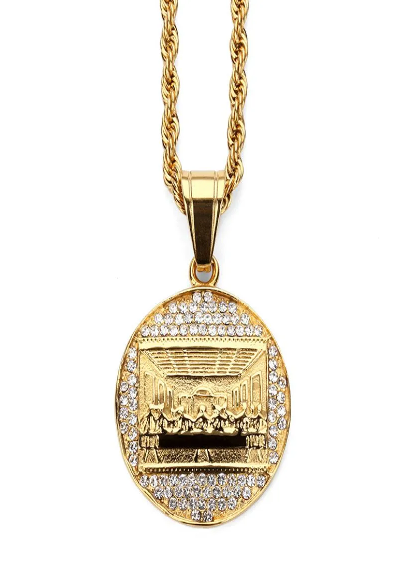 Fashion Charms Men Collane in oro in acciaio inossidabile The Last Supper Chain Punk Rock Micro Micro Mano Collana di gioielli per 5262496