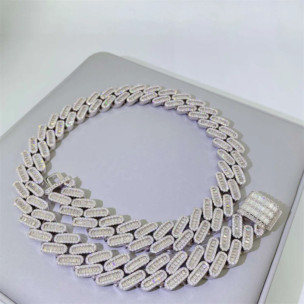 Bracelet S Moissanite personnalisable pour hommes, 6 bracelets de 18Mm, 24 pouces, chaîne cubaine, blanc, or Rose, bijoux à la mode, livraison directe