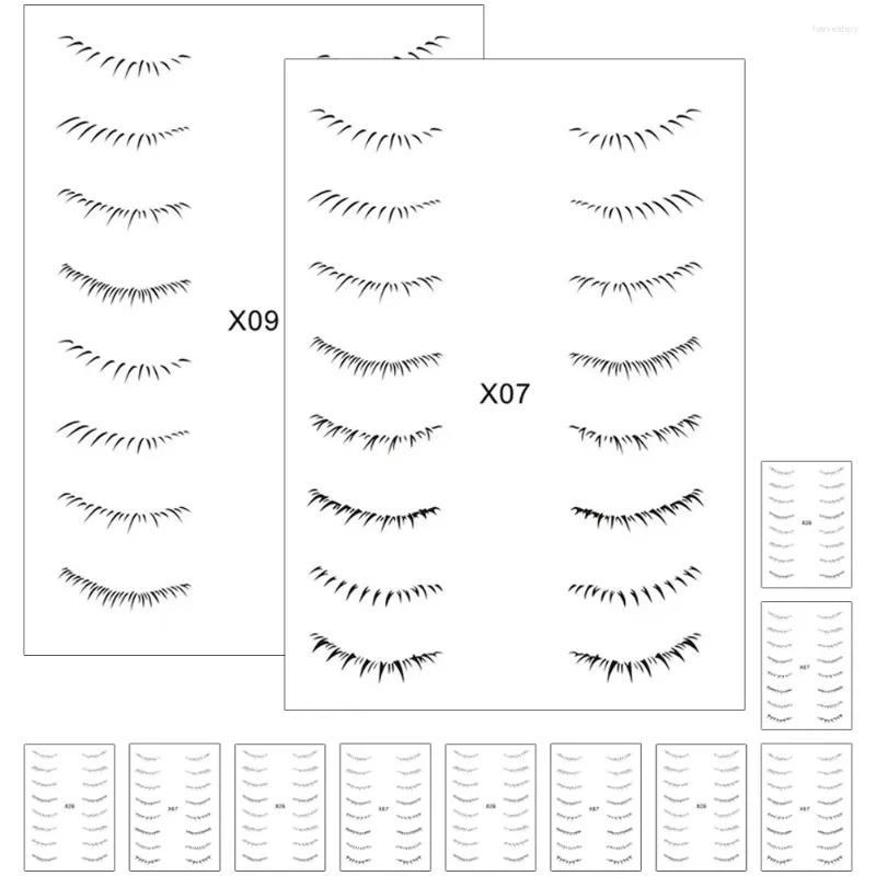 Faux cils 12 feuilles autocollants de cils