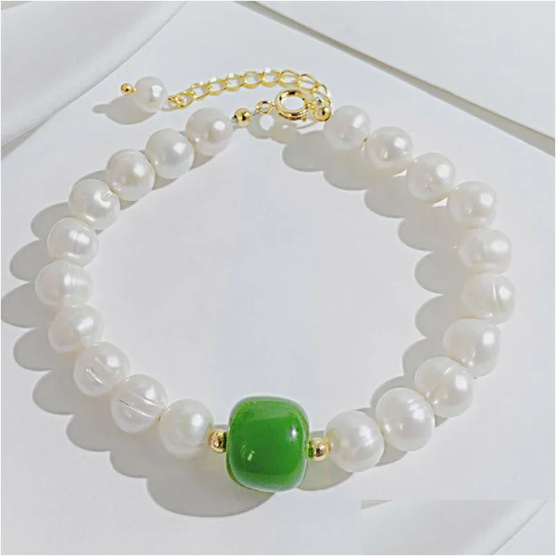 Schmuck Süßwasser Perle Perlen Armband Einfache Französisch Kerea Kupfer Perlen Armbänder Für Frauen Einstellbare Armreif Drop Lieferung Baby, Kind Dhd4I