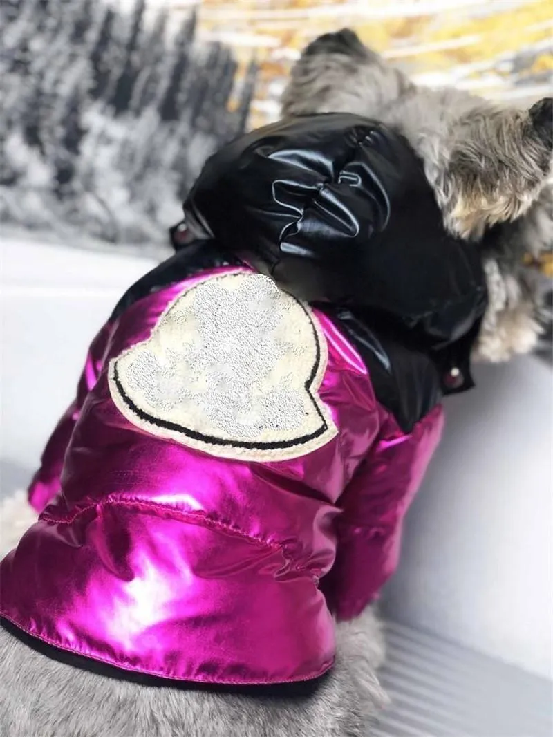 Bulldog teckel automne et hiver veste épaisse veste à capuche pour animaux de compagnie 2 couleurs manteau pour animaux de compagnie à face brillante manteau Anorak Extra épais