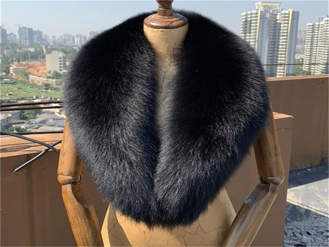 Winter 100 Black Real Fox Fur Collar Women Natural Fox fur Scarf Shawl Collars Wraps Neck Warm Fur Scarves Female 2012104516440