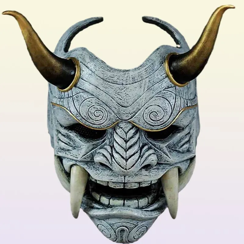 Ghost giapponese Halloween Masquerade Cospaly Prajna Half Face S Samurai Hannya Horror Skull Party Mask adulti8551920