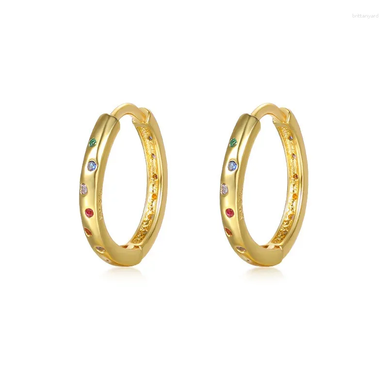 Orecchini a cerchio 14,3 13,8 mm 18K oro oro 925 sterling in argento cz