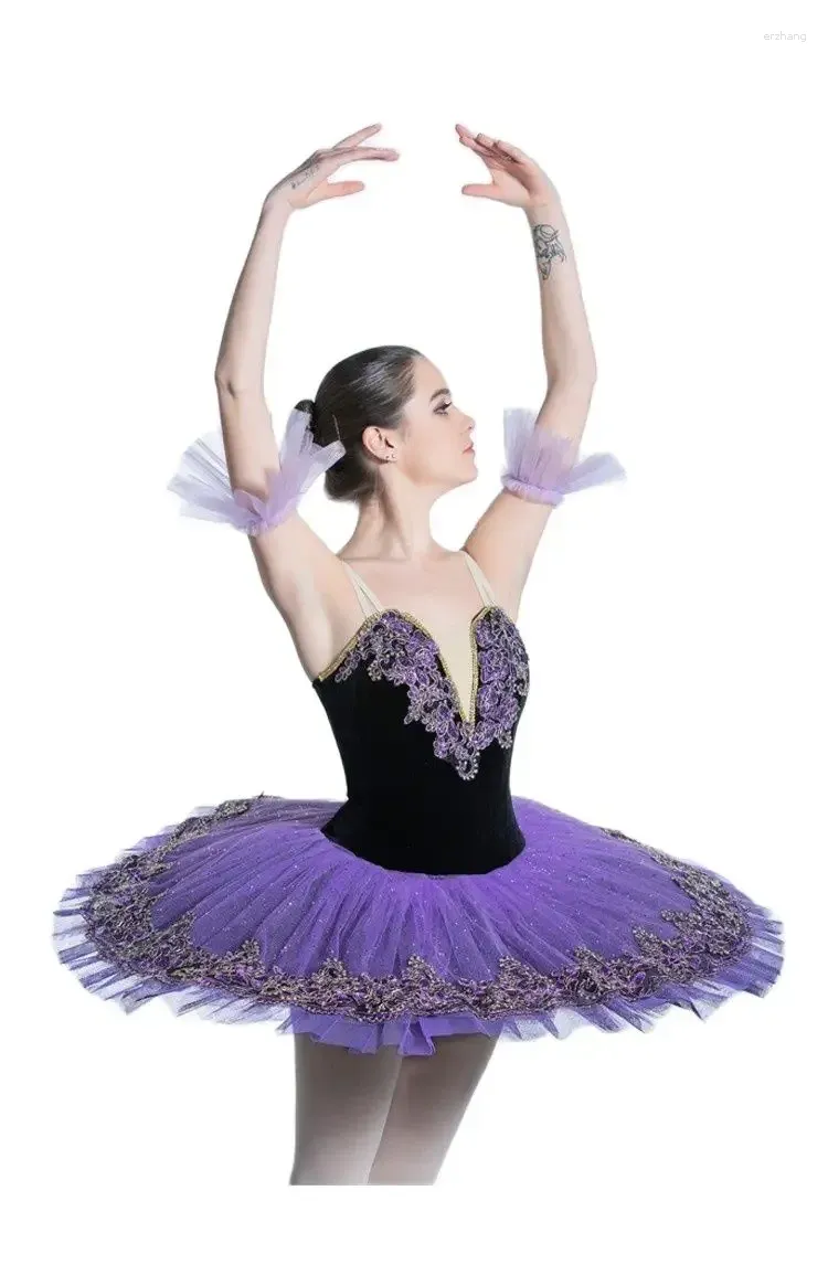 Stage Wear Children's Ballet Dress Feminino Tutu Roxo Lilás Trajes de Desempenho Swan Lake Dance