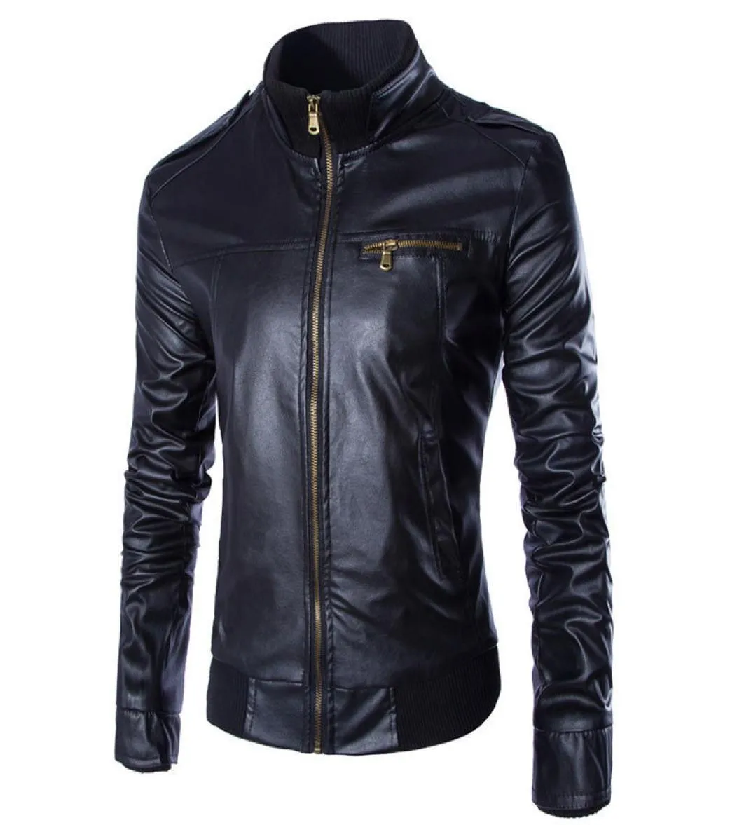 Cała nowa kurtka skórzana PU Mężczyzna Moto Cuir Mens Windproof motocyklowy motocyklista Jaqueta de couro veste cuir homme y07410238