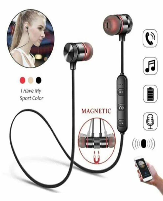 M5 Bluetooth Earphone Sports Neckband Magnetic Wireless Headset Stereo Earuds Music Metal Hörlurar med MIC för Moblie -telefoner5648347