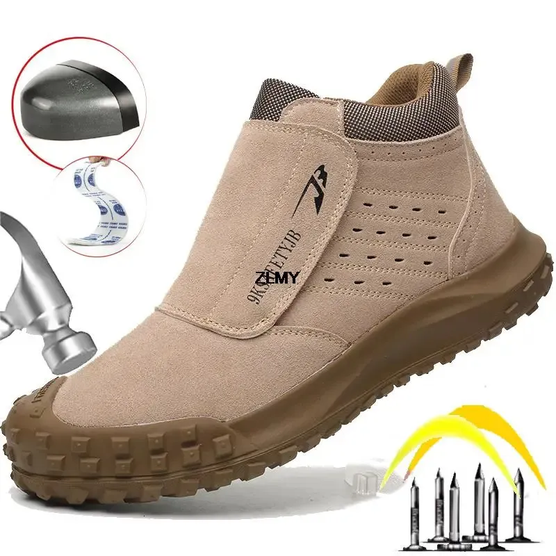 Zlmy antiscalding Safety Shoes Men Steel Toe Antispark Punture Proof Work Man保護ブーツ231225