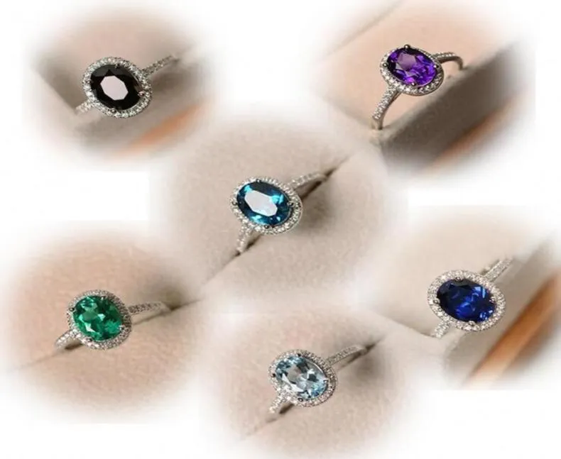 Drop lüks mücevher 925 STERLING Gümüş Oval Kesim Çok Renkli Topaz CZ Pırlanta Partisi Kadınları Sevgililer İçin Aly Band Ring