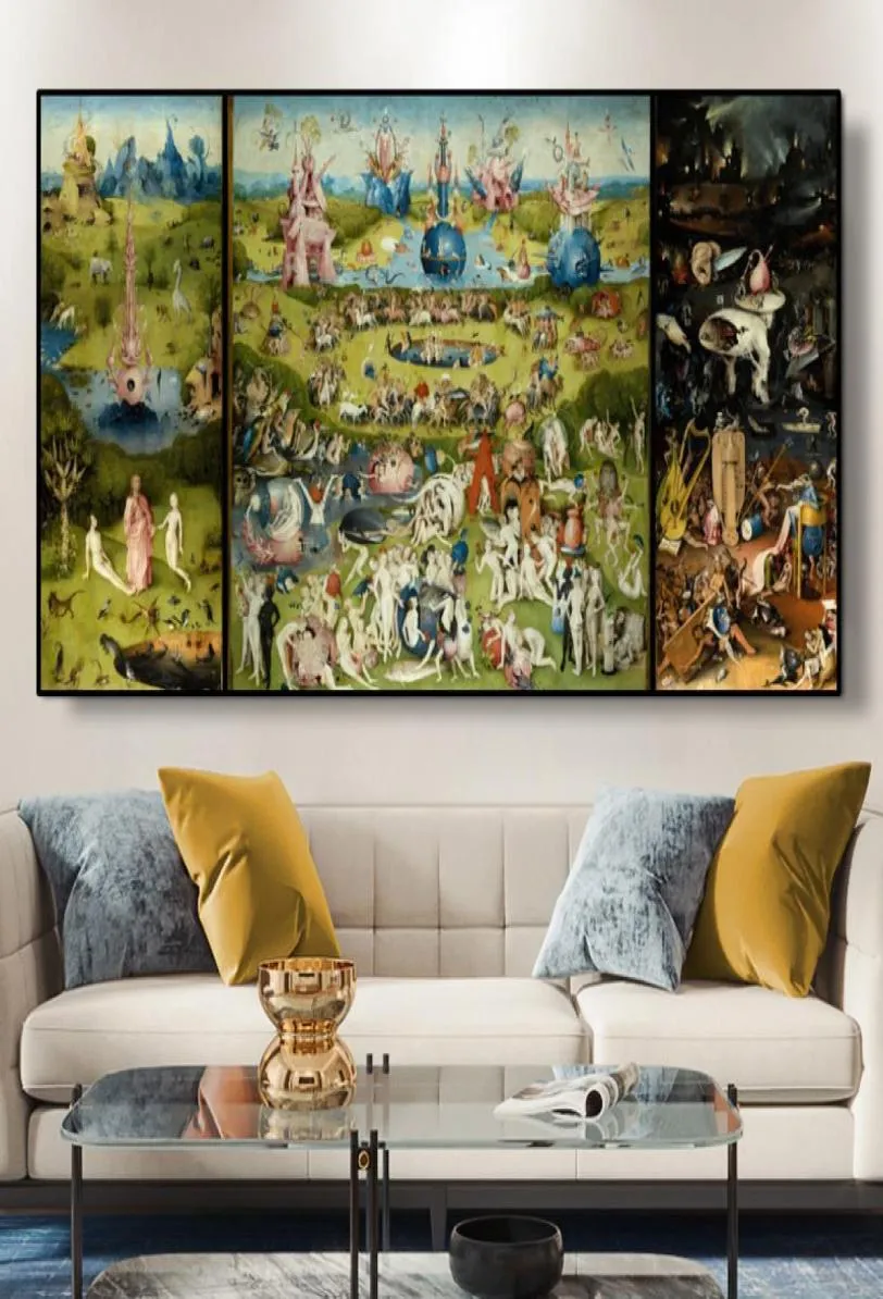 Le jardin des délices terrestres et de l'enfer de Hieronymus Bosch, peinture sur toile, images d'art murales pour salon, Cuadros, décoration de maison, 3278579