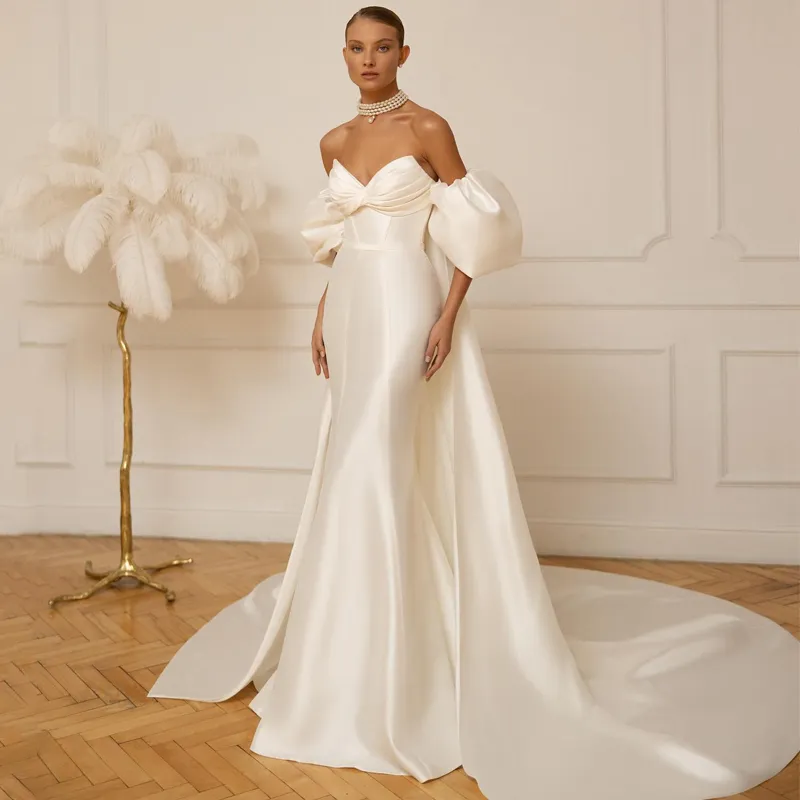 Mermaid Style Bridal Dresses: Ivory Satin Wedding Gown With Cowl Back,  Sweetheart Neckline & Detachable Train From Weddingsalon, $133.97 |  DHgate.Com