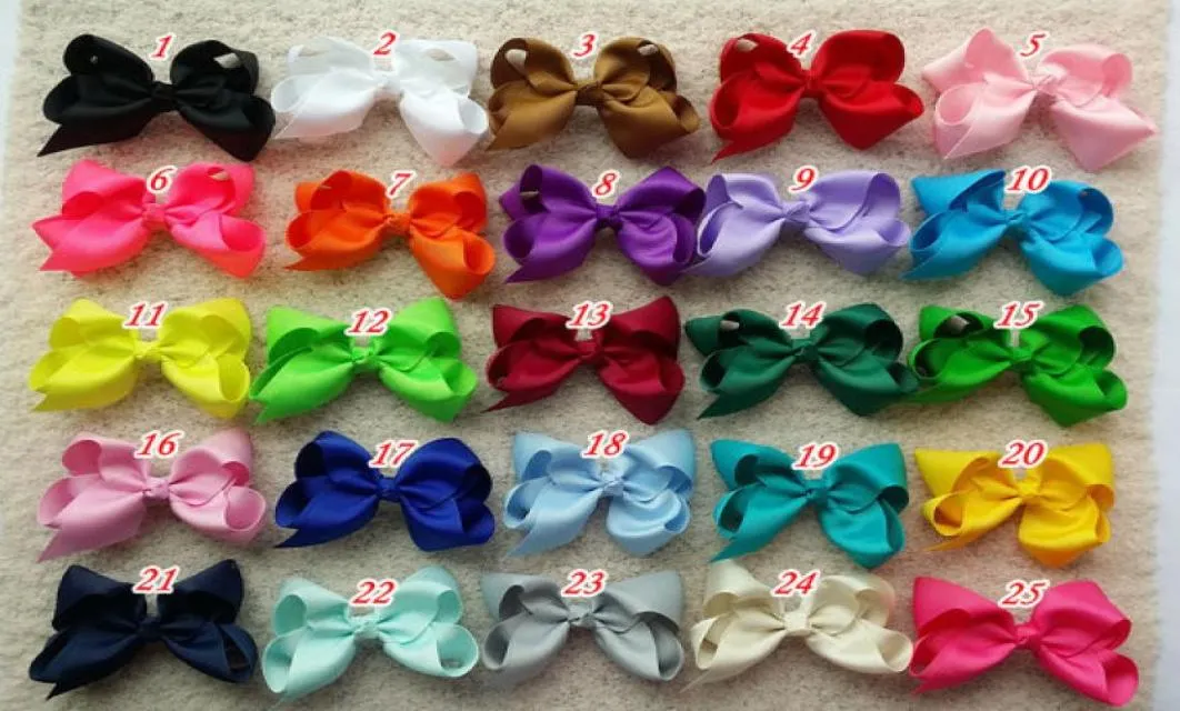 4 inç 160 PCSlot Bowknot Kız Saç Bow Toddler Saç Bows Bebek Saç Bows Grograin Şeridi Saçkırbok Çift Timsah Klip