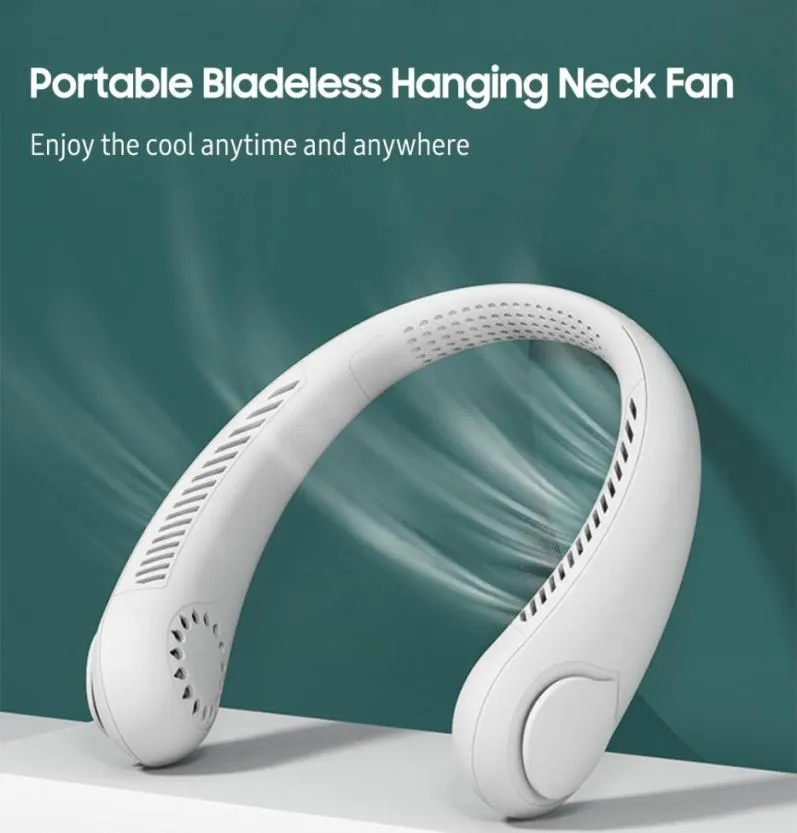 Pendurado pescoço ventilador neckband preguiçoso pescoço mãos resfriamento bladeless usb mini ventiladores esporte 3 velocidade de 360 graus rotação 3789664
