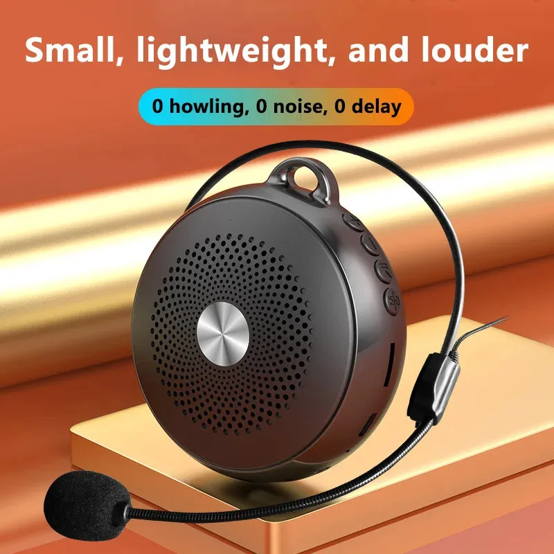 Mini Voice Amplifier Multifunctional Portable Personal Speaker with Microphone Display Surround Sound for Teachers Speech 231228