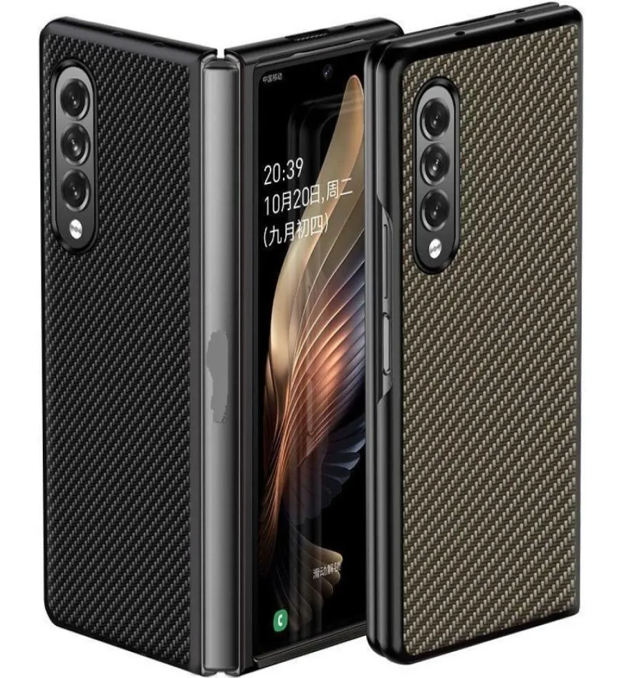 Przypadki z włókna węglowego dla Samsung Galaxy Z Fold 2 3 -Kold3 Case Ochrona Ochrona twardej tylnej pokrywy 9541739