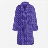 Simple Solid Color Bathrobe Designer Letter Jacquard Couple Bath Robe Classic Casual Home Long Sleeve Sleepwear