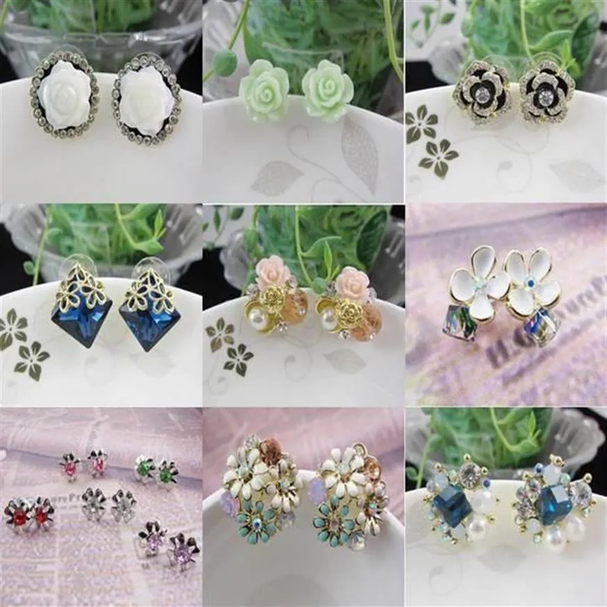 10Pairs Lot Mix Stil Kristall Mode Ohrringe Nagel Stud Für Handwerk Schmuck Ohrring Geschenk EA6196C