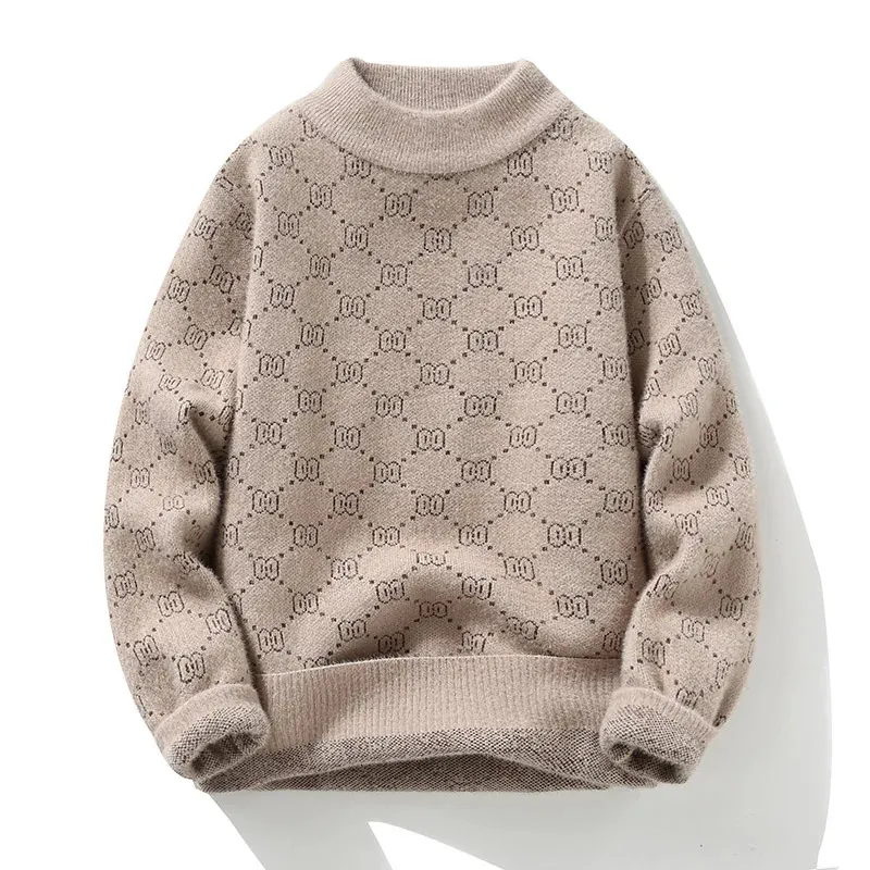 2023 NOWY Zimowy alfabet drukarski sweter dla mężczyzn miękki, szczupły sweter z dzianinem Wysokiej jakości męski facet Parachute Pull Rod Sweter 231228