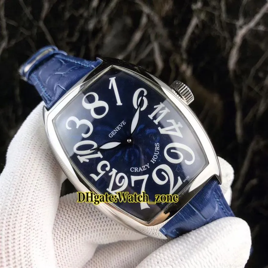 Barato Nuevo Crazy Hours 8880 CH Reloj automático con esfera azul para hombre Caja de acero Correa de cuero azul Relojes para caballero baratos de alta calidad Reloj 291f