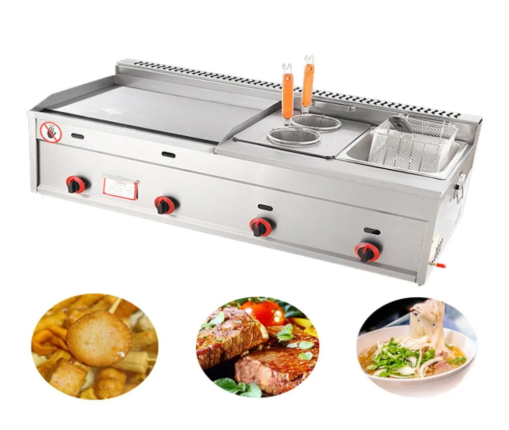 نوع الغاز التجاري صياغة مقلاة عميقة Kanto Machine Teppanyaki Equipment Flat Grill Grill Squid9093075