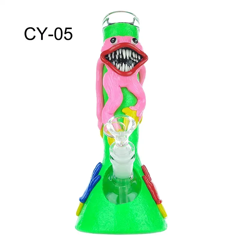 10 Inches Glass Beaker Bong Hookahs Huggy Wuggy Granny Monster Horror Games Funny Octopus Dab Rigs Playtime Ice Catcher Water Pipe Dry Herb Glass Rig Heady Halloween