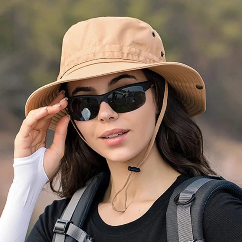 Womens Bucket Hat Foldable Solid Color Light Hiking Hat Big Brim