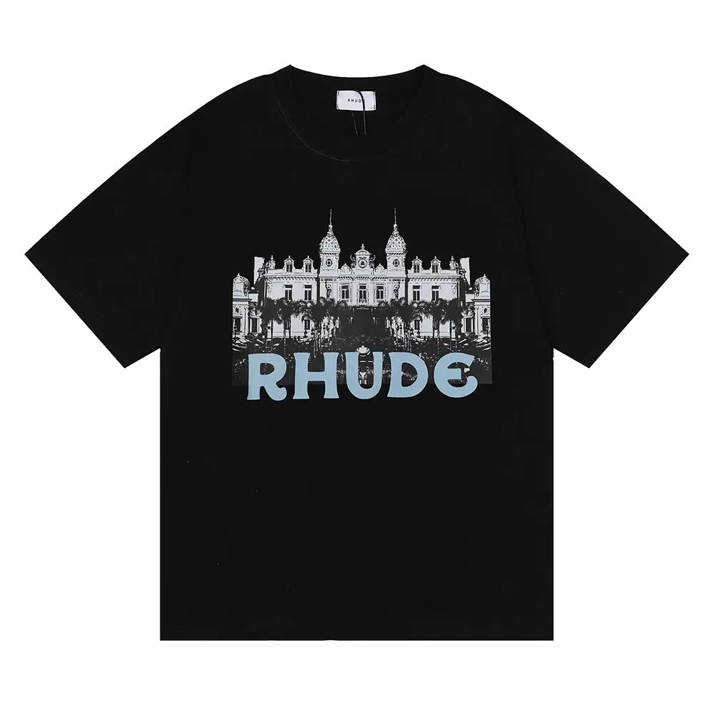 RHUDES Designers de camisa T-shirt bordado para homens para tendências de moda de verão Casual de manga curta e W 3467