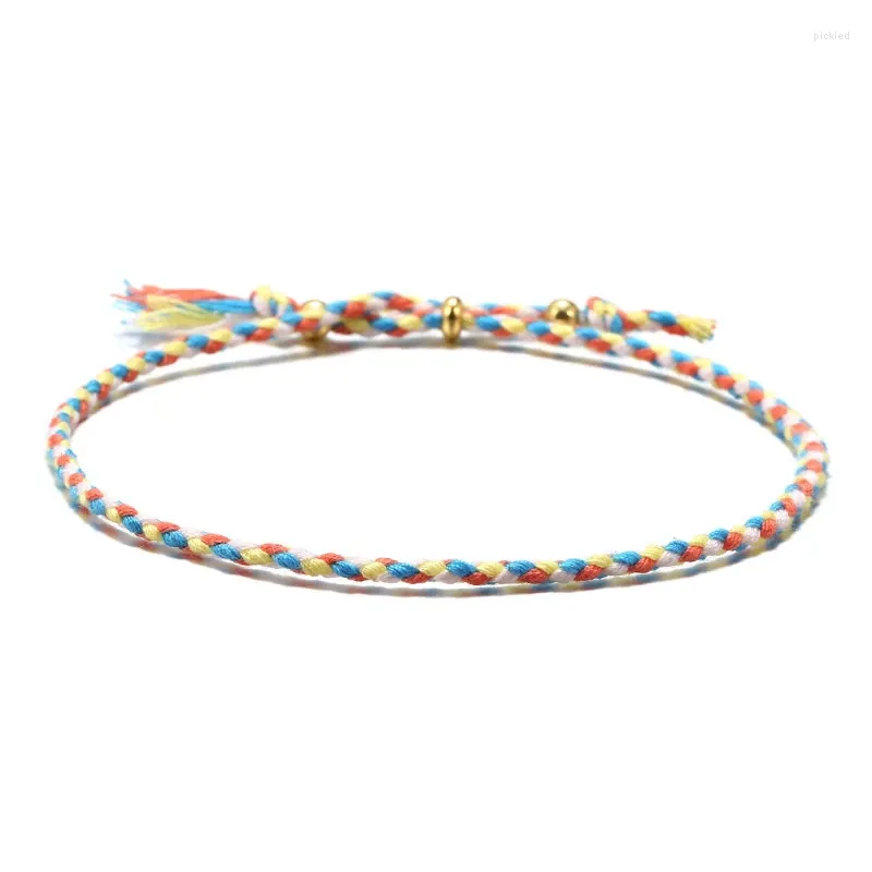 Bracelets de charme Design classique Corde de coton japonaise Bracelet de perles faites à la main Femmes Mode Simple Couleur Wrap Cadeau d'amitié