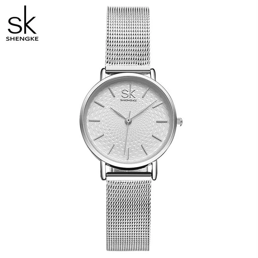 Reloj Shengke de lujo para mujer, famoso reloj de pulsera con diseño de moda y esfera dorada, relojes de pulsera para mujer, reloj femenino SK New236Y