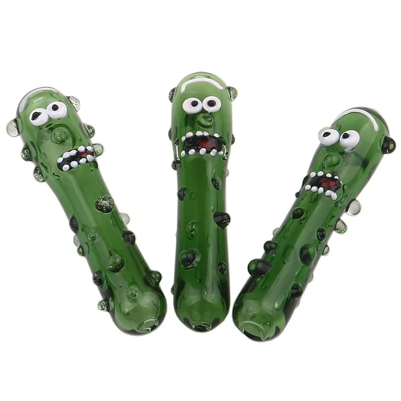 Glass Funny Pickle Pipe Cucumber Heady Hand Pyrex Spoon Cute Water Tobacco Green Bubbler Smoking Pipes Accessories Christmas Gift