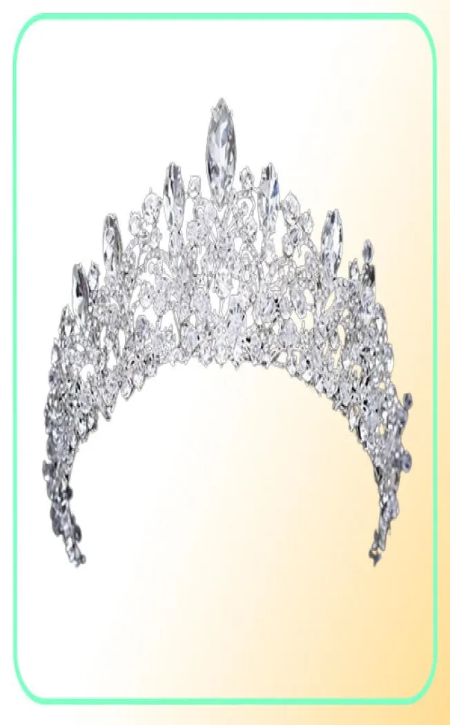 Prachtige Prinses Grote Bruiloft Kronen Bruidsjuweel Hoofddeksels Tiara's Dames Zilver Metaal Kristal Europese Hoofddeksels Sieraden Bruids Ac8321153