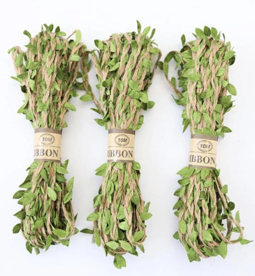 100M Artificial Leaf Jute Twine - Natural Hessian Burlap Ribbon for DIY ...