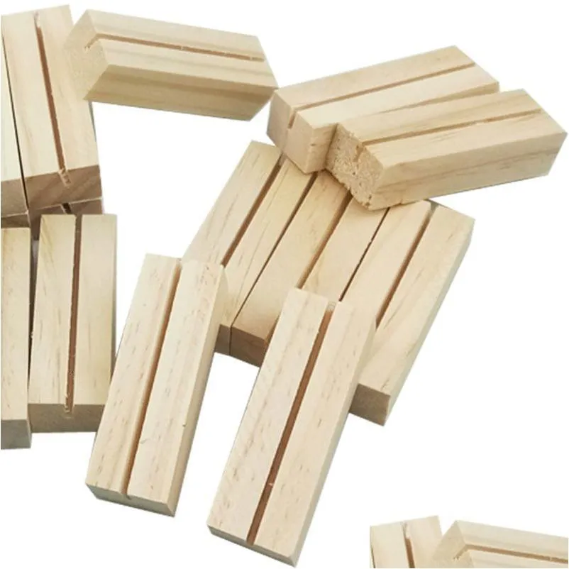 Business Card Files Wholesale Business Card Files 20Pcs Natural Wood Name Memo Clips Po Holder Clamp Stand Desktop Mes Organizer 23090 Dhzzb
