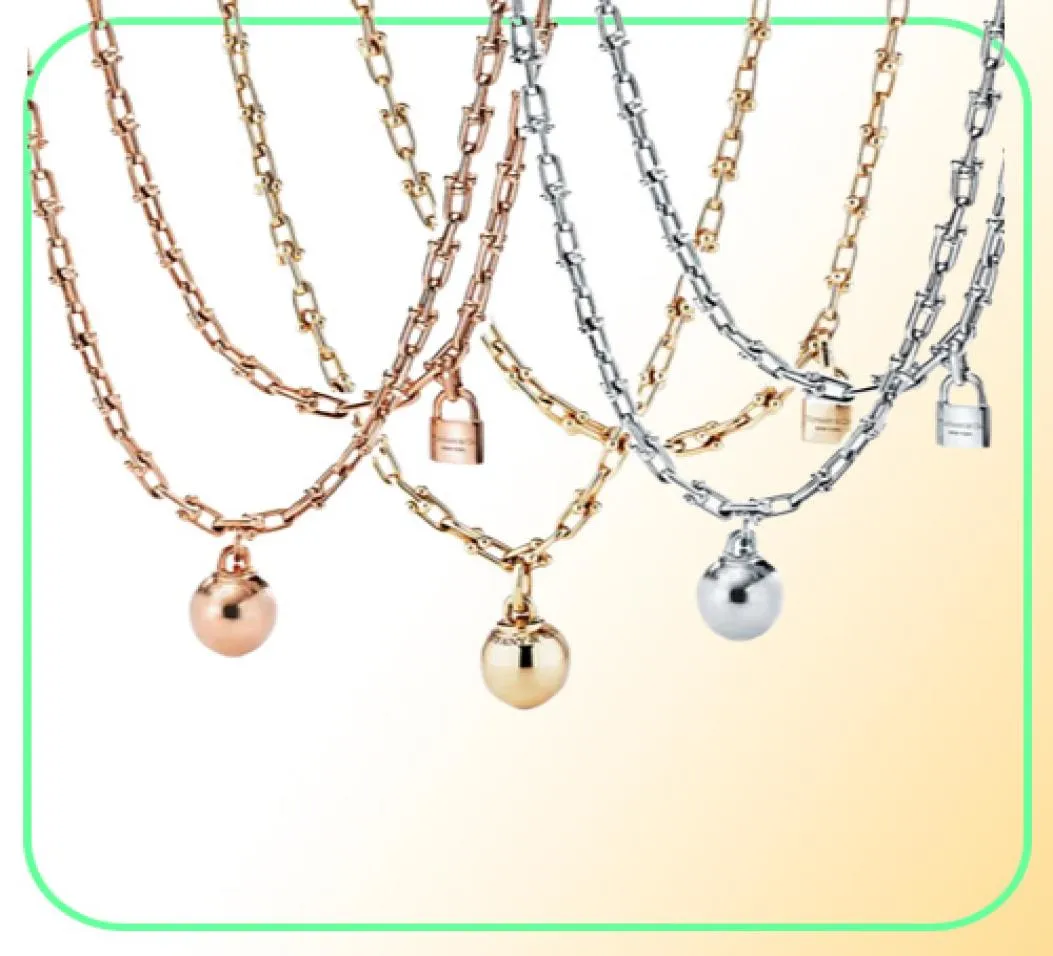 Memnon Jewelry 925 Sterling Silver European Style Round Ball Lock Necklaces for WomenペンダントUshapedチェーンネックレスギフト
