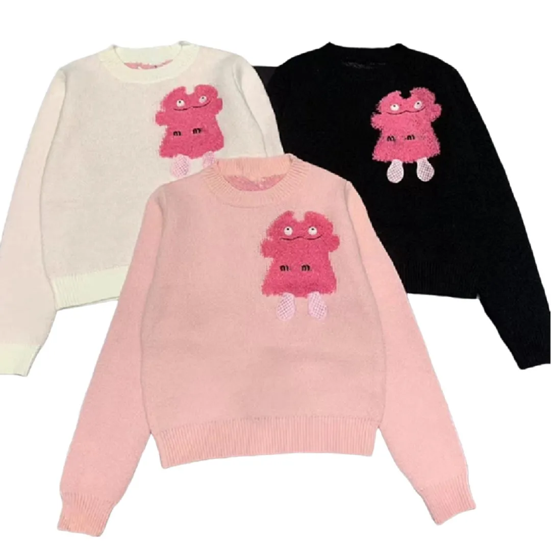 SWEATER PROJEKTOWANIE SWEATER ZABLASKA DOKONTWAJNA SKONK DŁUGO SŁUŻEK LITET Animal Haft haft hafdery w stylu college'u modny top dla kobiet