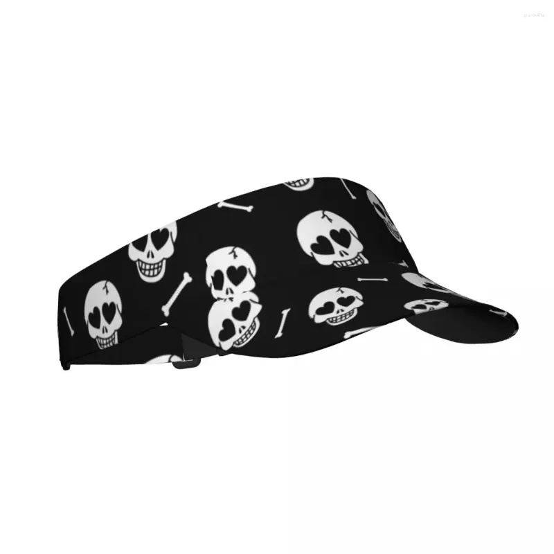 Berets Sports Sun Cap Adjustable Visor UV Protection Top Empty Tennis Golf Running Sunscreen Hat Hearts And Skulls