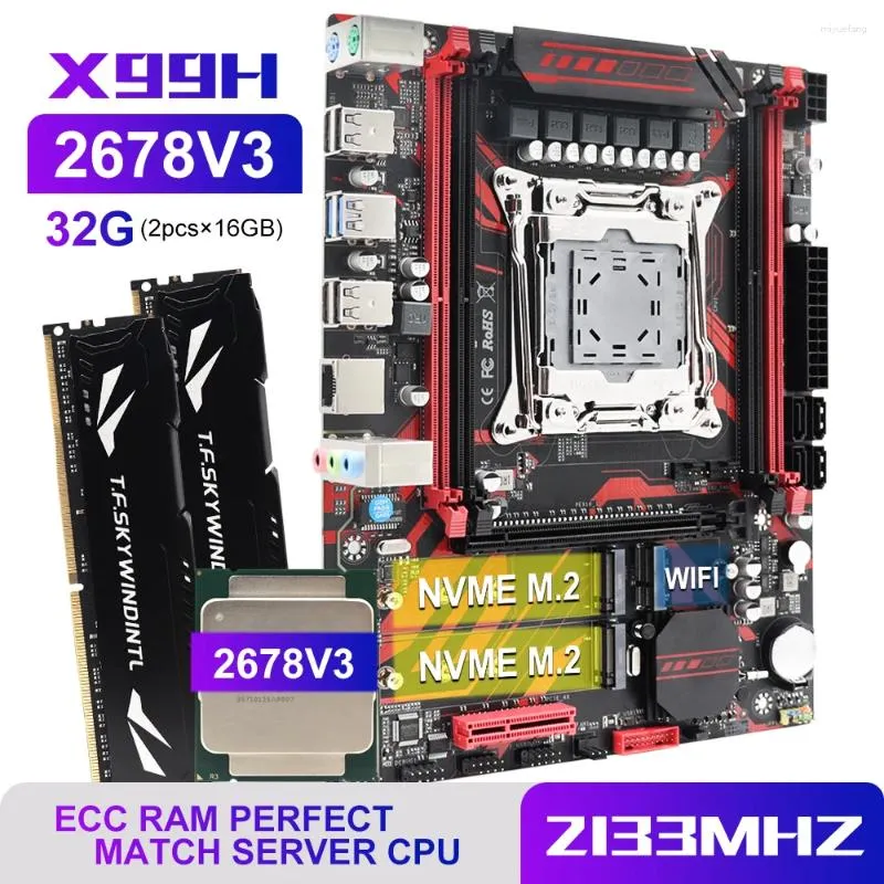 Motherboards X99-BD4 Motherboard Set Kit With Intel LGA2011-3 Xeon E5 2678 V3 CPU DDR4 32GB (2 16GB) 2133MHZ RAM Memory NVME M.2 SATA