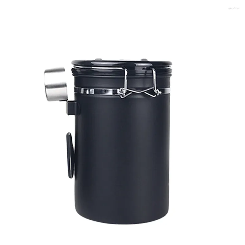 Storage Bottles Can Tea Sugar Beans Kitchen Stainless Steel Airtight With Spoon One Way Valve Smell Proof Coffee Canister