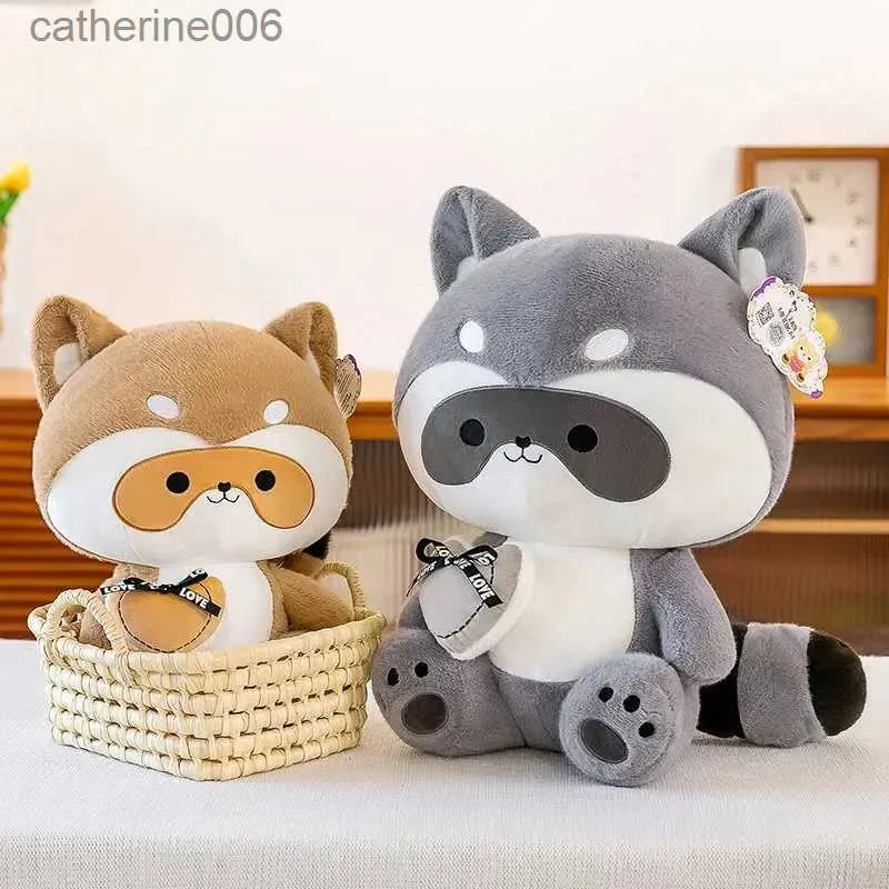 Animales de peluche de 25/30/40 cm, muñeco de mapache estúpido y lindo de corazón a corazón, juguete de peluche, regalo para niños de peluche suave L231228