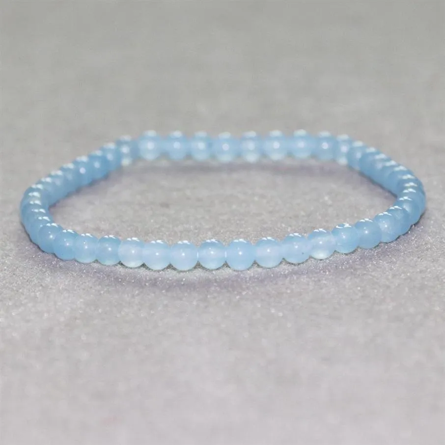 MG0041 Whole 4 mm Mini Gemstone Bracelet Natural Blue Jade Bracelet for Women Handmade Yoga Mala Beads Jewelry288J