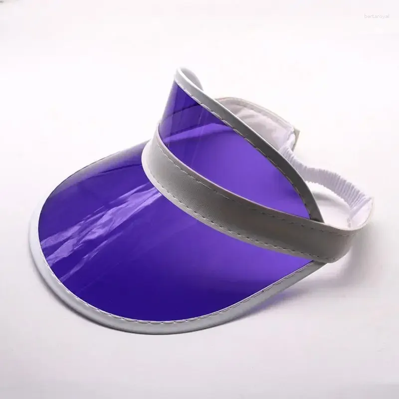 Basker Vit pannband transparent plast PC PURPLE FÄRGVISOR Utomhus UV-skydd Vuxen nio-färg Sports golfmössa