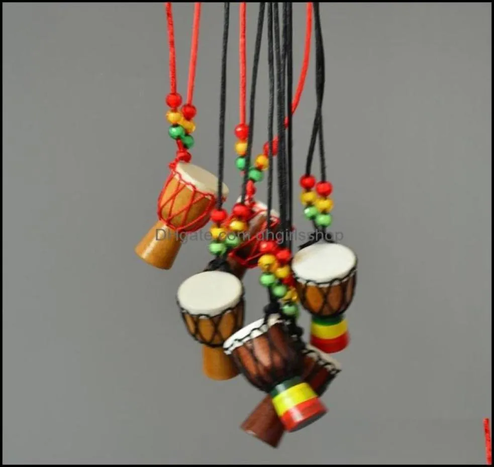 Naszyjniki wiszące mini jambe perkusista do djembe perkusja instrument muzyczny Naszyjnik afrykański biżuteria ręczna bębna AC DHGIRLSSH7637978