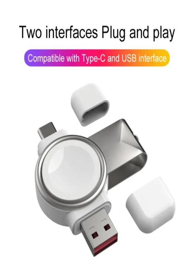 Ny 2 i 1 magnetisk trådlös laddare för Watch 7 6 Portable Fast Qi Typec USB Interface Charging Dock Station Fit IWatch SE8336156