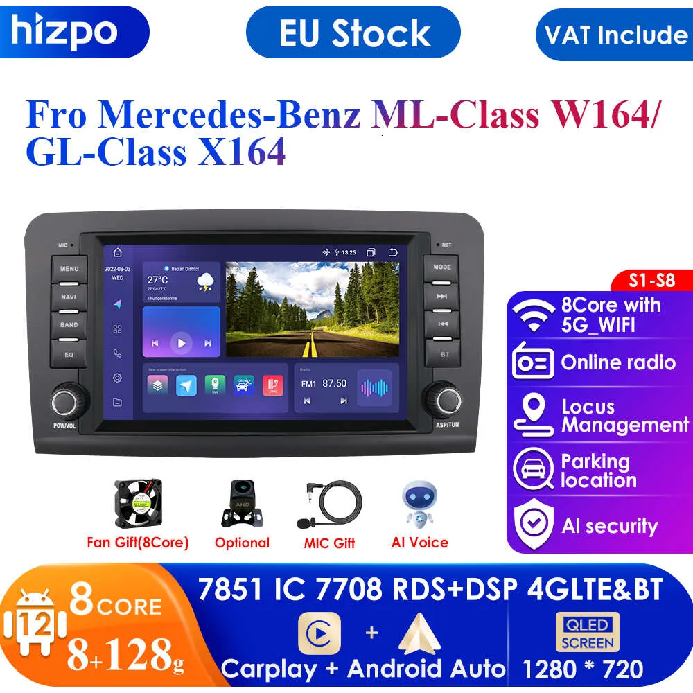 4G Android Multimedya Oyuncusu Mercedes Benz ML 320 350 W164 2005-2012 GL 500 X164 Carplay Arabası Radyo GPS Navigasyon Stereo
