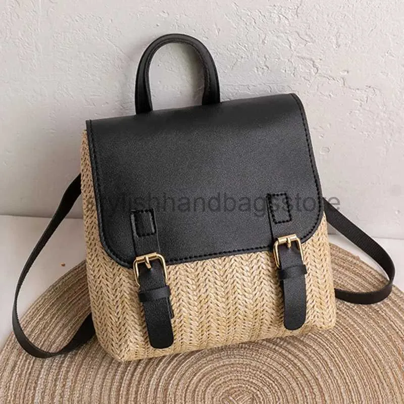 Rucksackstil Vintage Stroh Frauen -Fashion -Umhängetasche VERSATILE WOVEN PU Leder Eleganter Luxusdesigner MochilasstylishHandbagsstore